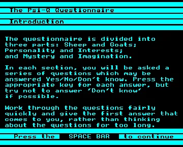 Know Your Own PSI-Q (1984)(Mirrorsoft-Ivan Berg Software) screen shot game playing